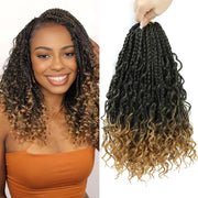 8 Packs Crochet Box Braids Pre Looped 14 Inch Boho Crochet Braids with Curly Ends 1B/27 Goddess Box Braids Crochet Hair for Black Women - BACKUPMYFILESNOW