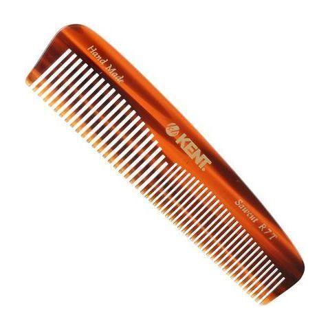 Kent Handmade Comb R7T, 143mm pocket hair comb with fine and coarse teeth, crafted for gentle styling and detangling.