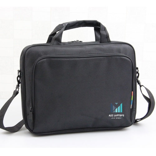 15-inch computer bag in black, lightweight laptop carrying case with padded handles and shoulder strap