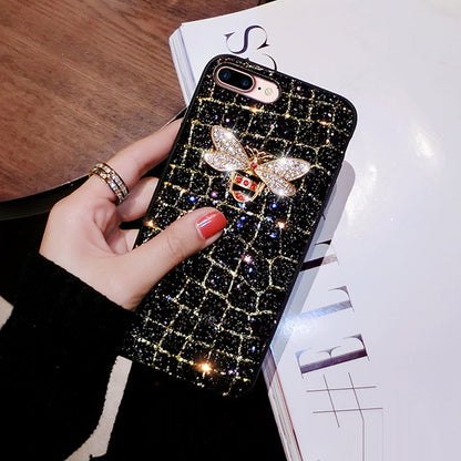 Glitter bee phone case with sparkling bee design for smartphone protection