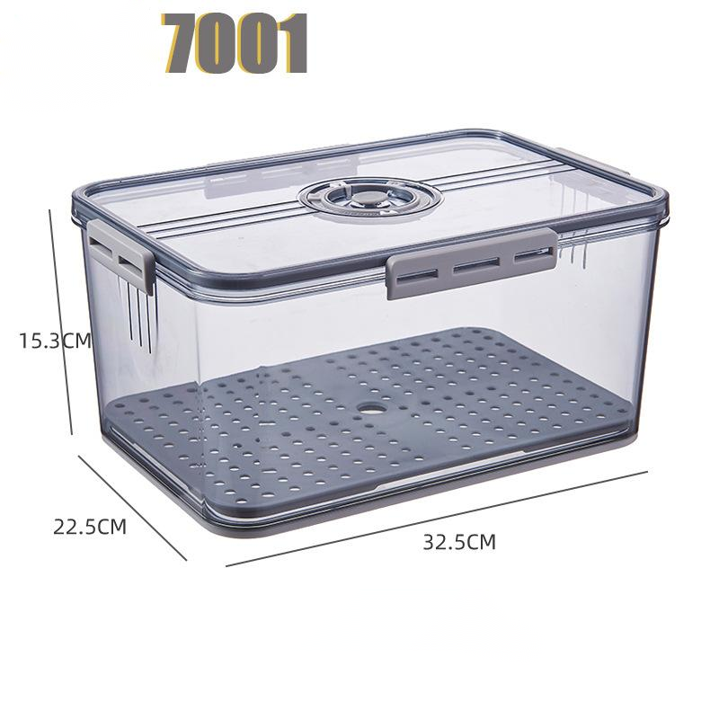 Transparent food-grade PET refrigerator storage box with clear rectangular design and built-in handles