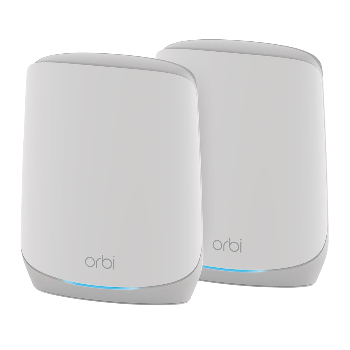 NETGEAR Orbi Whole Home Tri-Band WiFi 6 Mesh System with router and satellite extender, covering 5000 sq ft, supports 75 devices.