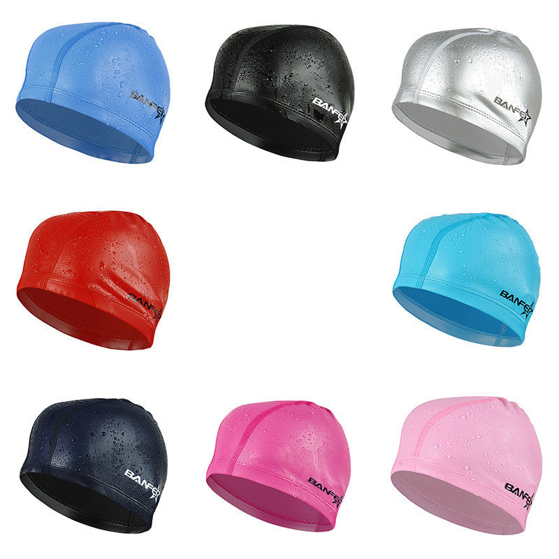 Black waterproof swimming cap by My Store viewed from above
