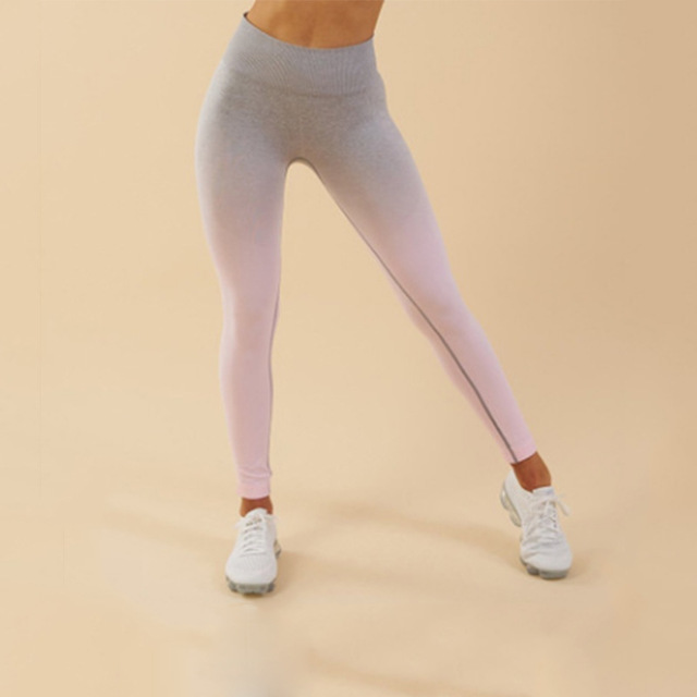 Kaya seamless ombre legging in orange red, full-length athletic leggings with a smooth gradient design