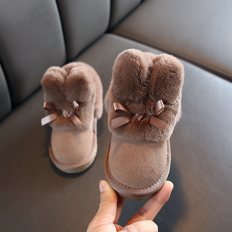 Thickened Xuebu Princess winter shoes with warm lining and sturdy sole, black design from My Store