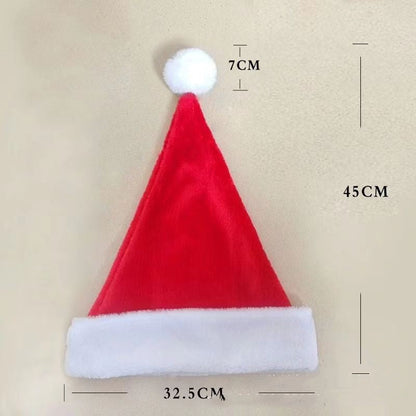 Red plush Christmas hat decoration with soft trim and festive design