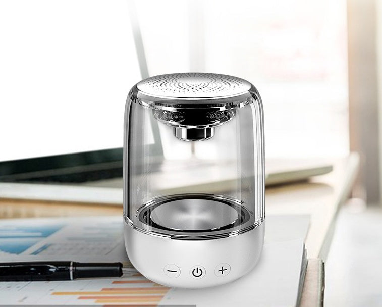 Portable Bluetooth column speaker with powerful bass, radio, and variable color LED lights