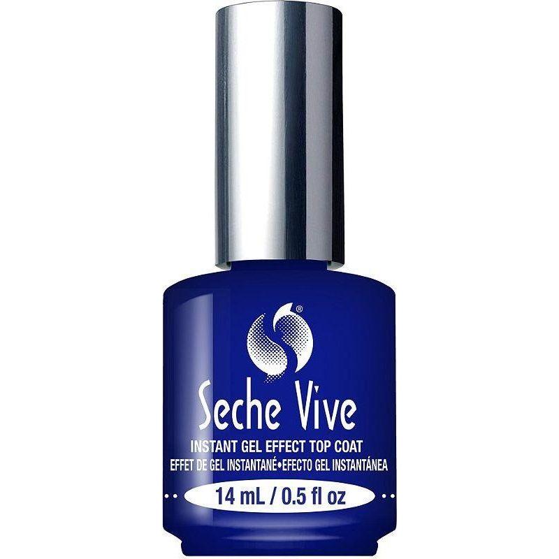 Pasteur Pharmacy Seche Vive gel effect top coat nail art bottle with brush applicator, 0.5 oz, for shiny, durable manicure finish.