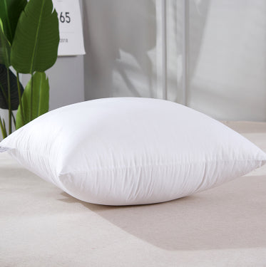 Large throw pillow sofa cushion pillow core in neutral fabric, front view