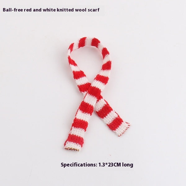 Mini Christmas scarf hat doll decoration in festive red and white attire