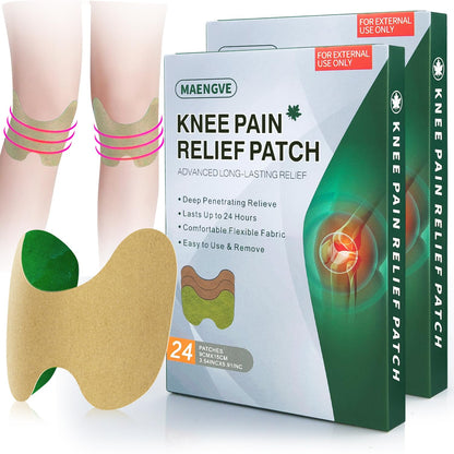 Set of 48 BACKUPMYFILESNOW® Rapid Relief Knee and Body Patches in a box, featuring extra strength pain relief for knees and body.