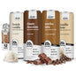 Slate Milk high protein chocolate and vanilla milk shakes and iced coffees, lactose free, 20g protein, 11 fl oz cans.