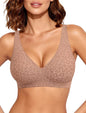 OEAK women's wireless jelly bralette with deep V neckline, comfortable push-up design, perfect for t-shirt wear