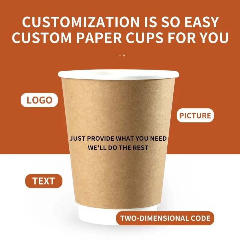 8/10/12/16oz Disposable Kraft Paper Coffee Cup With Lid Hot Cold Beverage Party Accessorie Insulation Takeaway Double - Layer - BACKUPMYFILESNOW