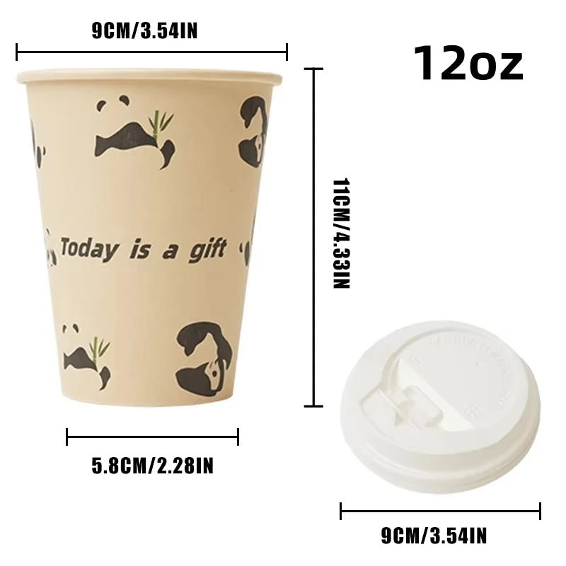 8/10/12/16oz Disposable Kraft Paper Coffee Cup With Lid Hot Cold Beverage Party Accessorie Insulation Takeaway Double - Layer - BACKUPMYFILESNOW