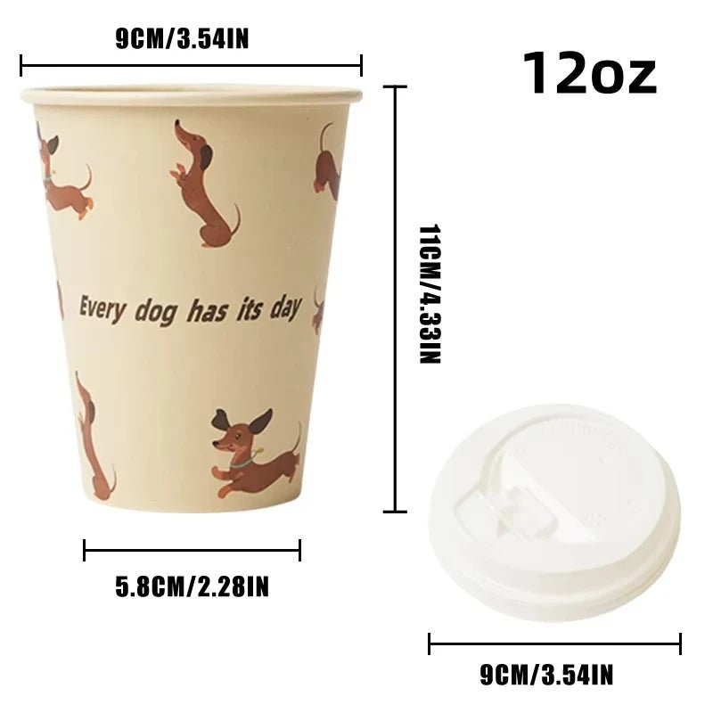 8/10/12/16oz Disposable Kraft Paper Coffee Cup With Lid Hot Cold Beverage Party Accessorie Insulation Takeaway Double - Layer - BACKUPMYFILESNOW