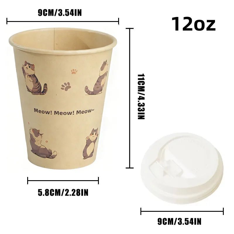 8/10/12/16oz Disposable Kraft Paper Coffee Cup With Lid Hot Cold Beverage Party Accessorie Insulation Takeaway Double - Layer - BACKUPMYFILESNOW
