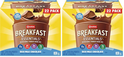 Carnation Breakfast Essentials Original Nutritional Powder Drink Mix in a canister, ready to make instant breakfast drinks.