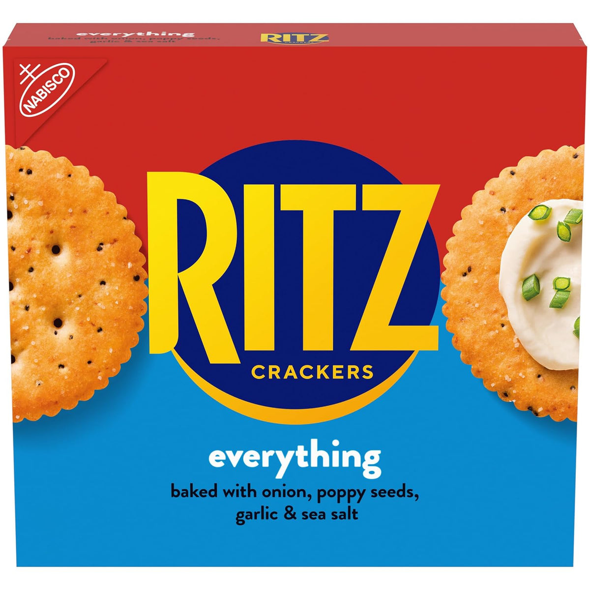 Ritz Fresh Stacks Original Snack Crackers in a large party size box with 16 multi-pack snack portions.