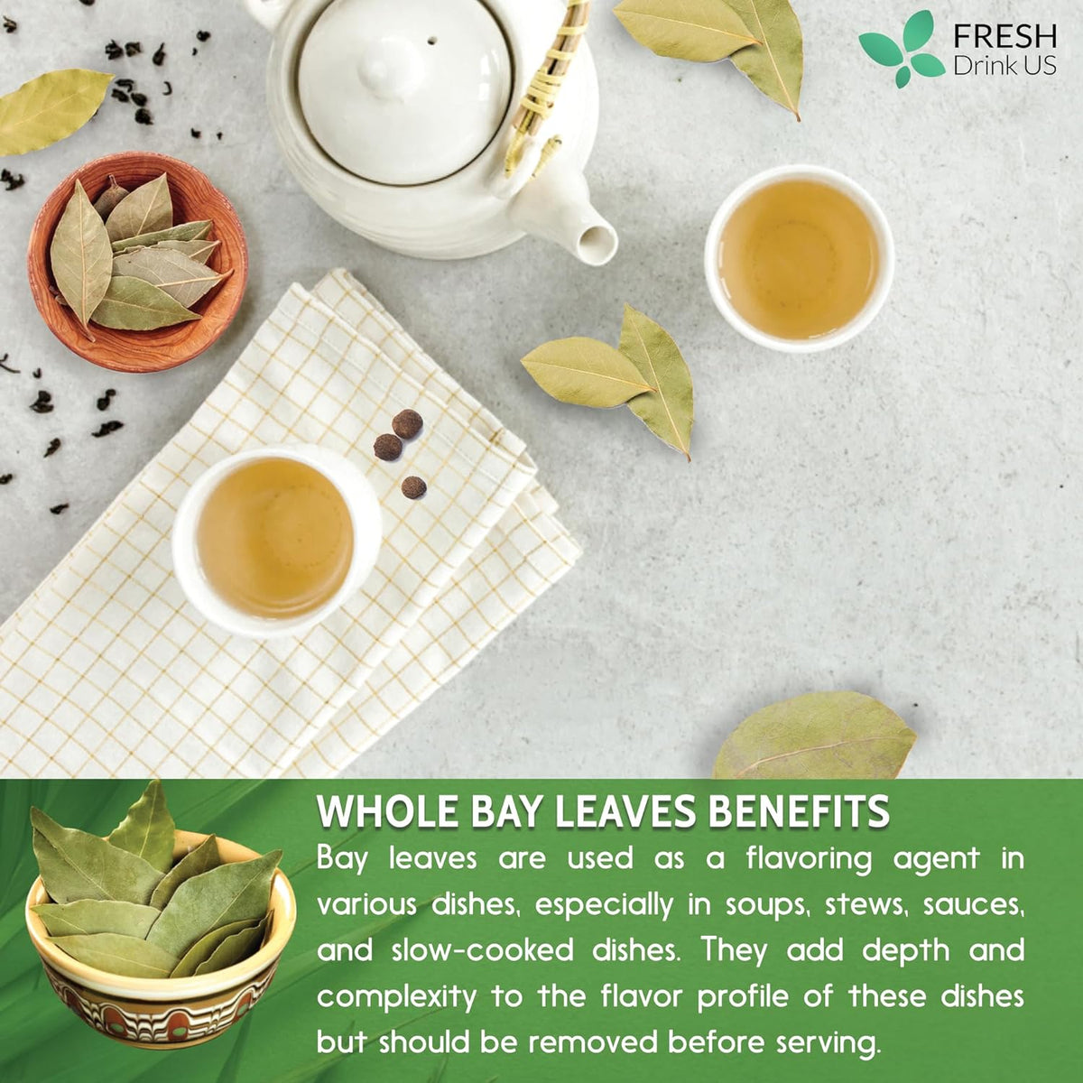 Premium Dried Bay Leaves, Tea Bags, Powder, Bay Leaves Spice, Whole Nice Leaves, Wildcrafted, Fresh Harvested, Bay Leaves For Cooking, Sugar-Free, Gluten Free, Caffeine Free, Vegan