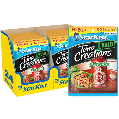 StarKist Tuna Creations Chipotle Lime packaged tuna fish pouch, 2.6oz, 24-pack, ready-to-eat seafood snack