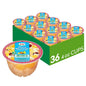 Dole fruit snack cups with diced peaches, mandarin oranges, and cherry mixed fruit in 4 oz containers, 12-pack.