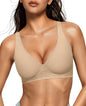 OEAK women's wireless jelly bra with deep V neckline, comfy push-up bralette, ideal for T-shirt wear, soft and supportive.