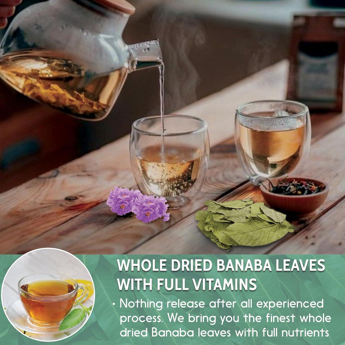 Natural Banaba Dried Leaves, Tea Bags, Powder