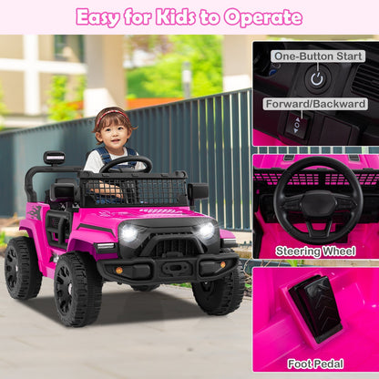 Kids ride-on truck by GBruno Store with 12V battery, electric toy vehicle for children, featuring realistic truck design and controls.