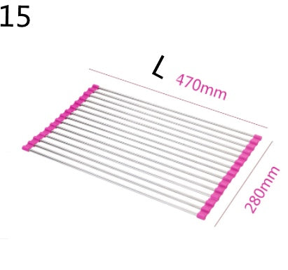 Folding stainless steel kitchen sink drain rack with expandable design by My Store