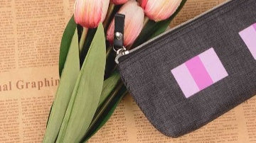 Fabric cartoon stationery bag in colorful cartoon design with zip closure