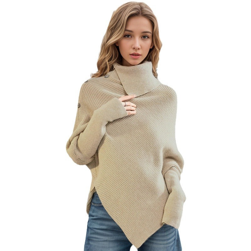 Women's irregular outerwear turtleneck sweater by My Store, textured knit design