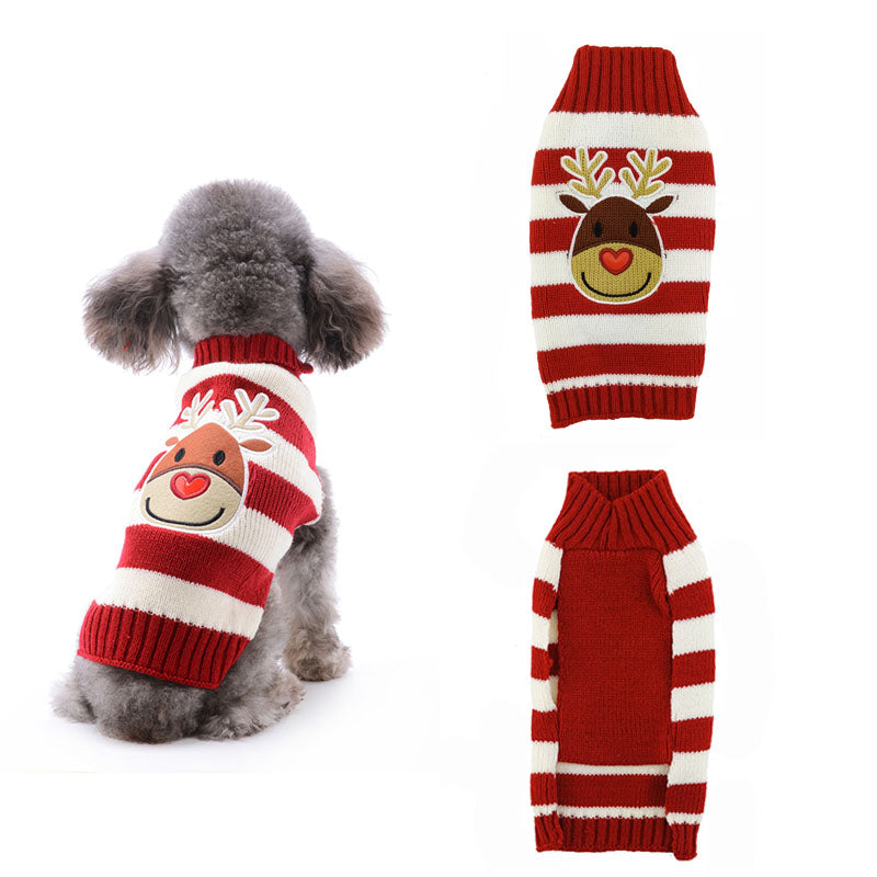 Small pet dog Christmas clothes with festive pompom detail