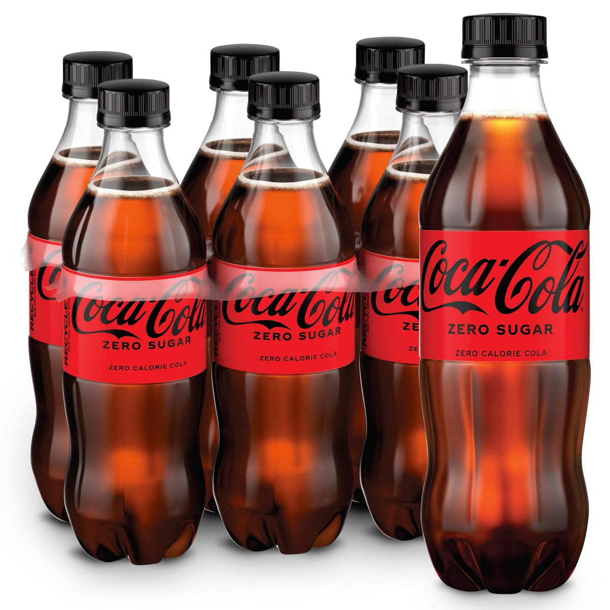 Coca-Cola Zero Sugar diet soda cans in a 12-pack, 12 fl oz each, displayed in a fridge pack with red and white branding.