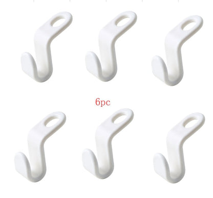 Plastic closet stack hanger rack with multi-function wardrobe hooks for space-saving bedroom storage and coat organization