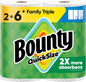 Bounty paper towels quick size in white, 16 family rolls, folded and stacked for kitchen use