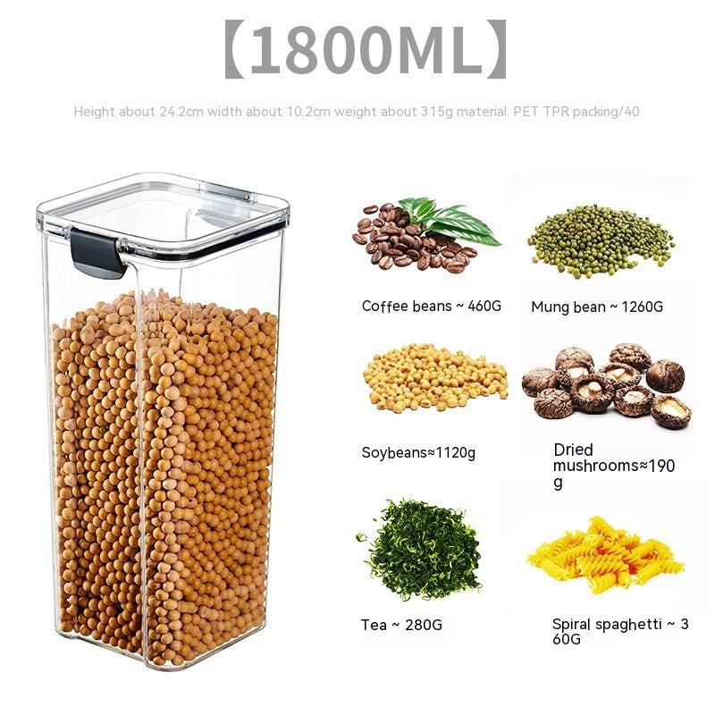 Transparent stackable food-grade grain storage can with sealed lid for refrigerator preservation and organization