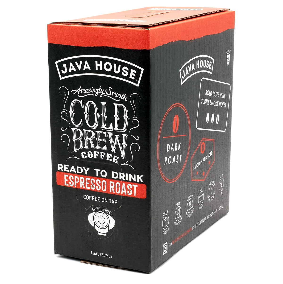 Cold brew on tap from Java House, served in a clear glass with ice, showcasing rich espresso coffee with a smooth finish.