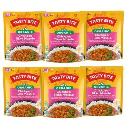 Pack of six BACKUPMYFILESNOW Indian Bombay Potatoes microwaveable ready-to-eat entrees in 10-ounce containers, steaming and flavorful.