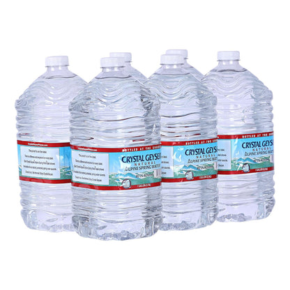 Crystal Geyser bottled spring water in 16.9 fl oz bottles, packed in a set of 35, sourced from natural mountain springs.