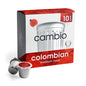 Cambio Roasters Colombian medium roast organic coffee pods, recyclable aluminum, Keurig compatible, 60 count, bold flavor, fresh taste