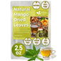Whole dried mango leaves for herbal tea from FreshDrinkUS, natural, caffeine-free, vegan, and gluten-free mango leaf tea in loose leaf form.