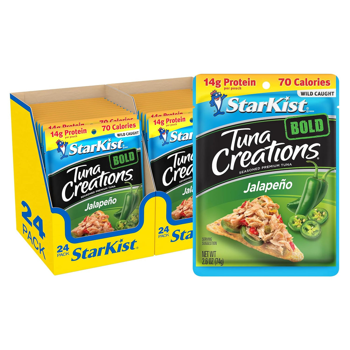 StarKist Tuna Creations Chipotle Lime packaged tuna fish pouch, 2.6oz, 24-pack, ready-to-eat seafood snack