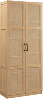 Sauder Select white storage cabinet with open shelves and pantry storage for snacks and kitchen organization.