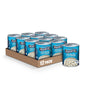 Canned Progresso Traditional Chicken Noodle Soup, 19 oz, 4-pack, with a bowl of soup featuring chicken, noodles, and vegetables