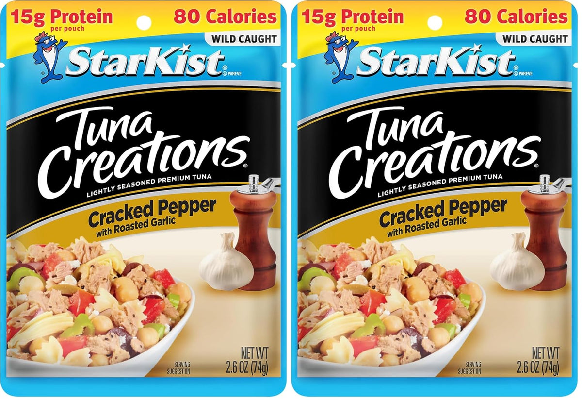 StarKist Tuna Creations Chipotle Lime packaged tuna fish pouch, 2.6oz, 24-pack showing colorful label and foil pouch