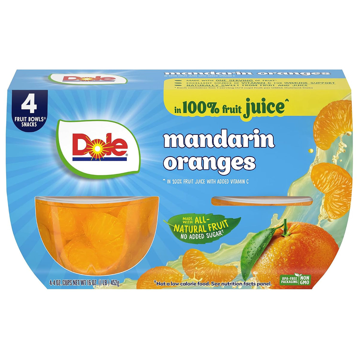 Canned Dole pineapple tidbits and tropical fruit in 4 oz bowls, 12-pack, with colorful mixed fruit and pineapple pieces.