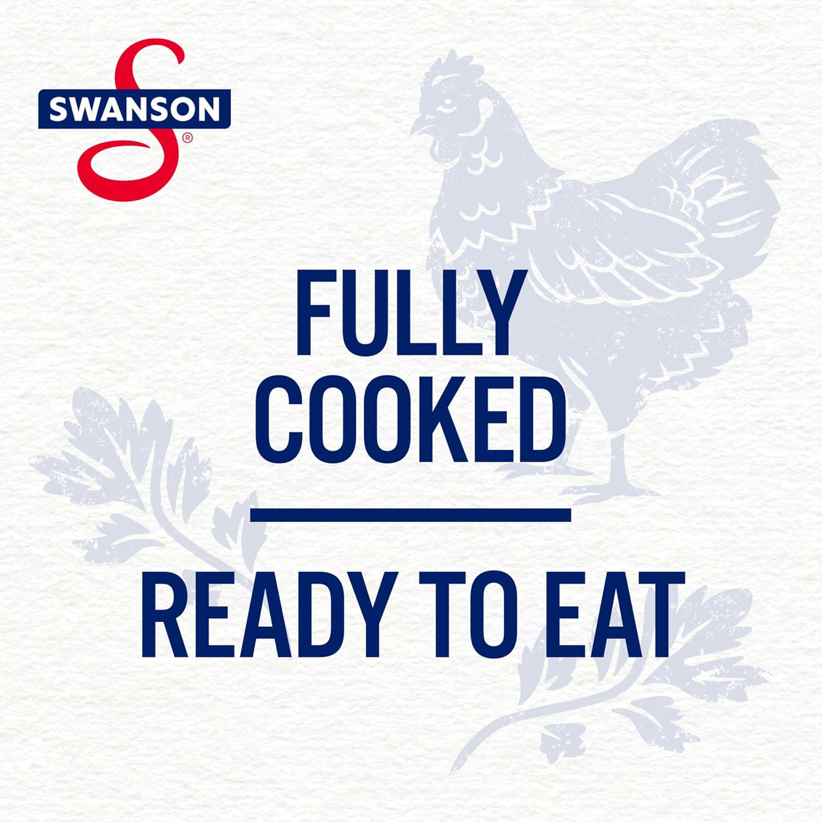 Canned Swanson White Premium Chunk Chicken in Water, 4 cans of 2.4 oz each, showing the product packaging and labels.