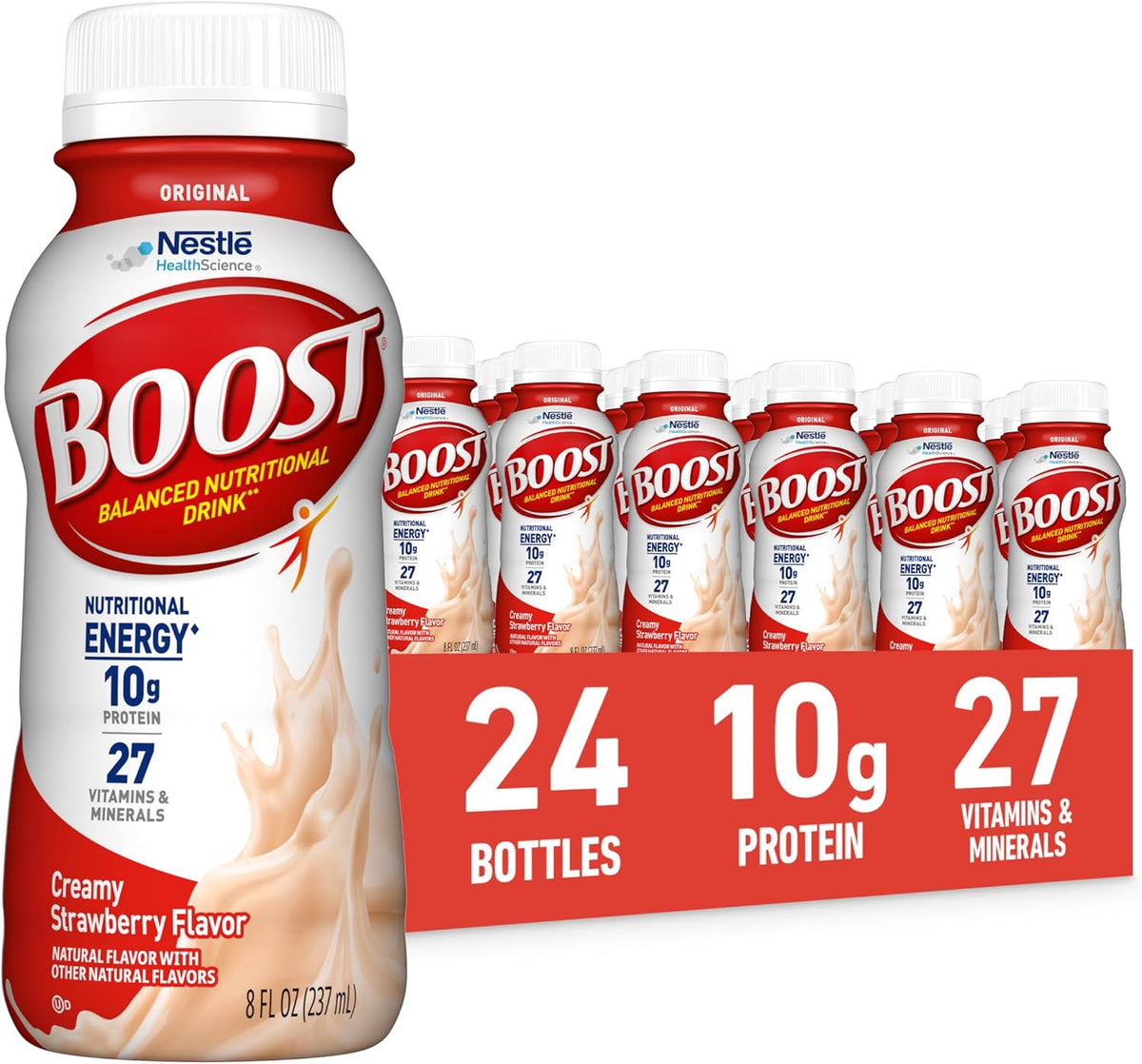 BOOST Original Nutritional Shake in Very Vanilla flavor, 24-pack, ready-to-drink nutritional beverage with creamy vanilla taste.