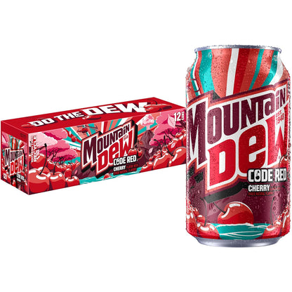 12-pack of Mountain Dew soda cans, 12 fl oz each, featuring the signature green and yellow branding and mountain dew logo.